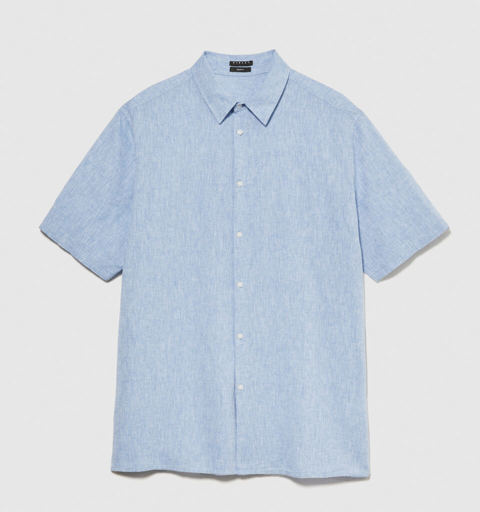 Short sleeve shirt in linen blend - men's regular fit shirts - Light Blue | Sisley image number 6